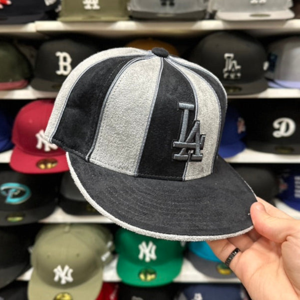 LA Dodgers MLB Vintage New Suede Two Tone New Era Fitted Cap Black & Gray