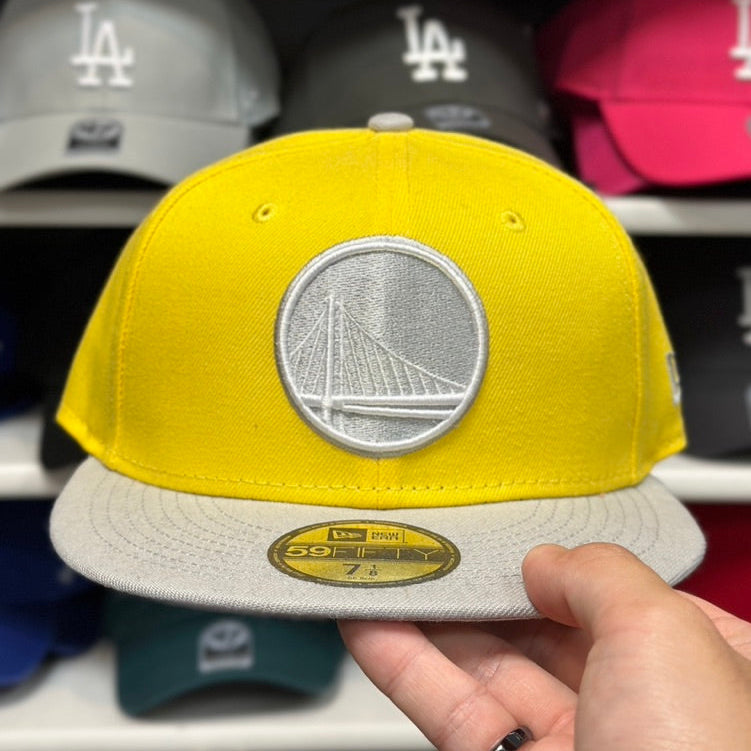 Golden State Warriors NBA Fitted Cap | New Era 59FIFTY Sized Hat | Yellow/Silver