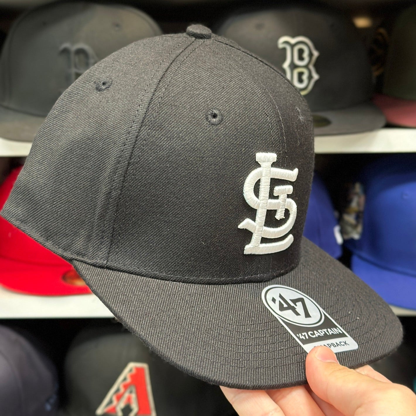 St. Louis Cardinals Black/White '47 Brand Snapback