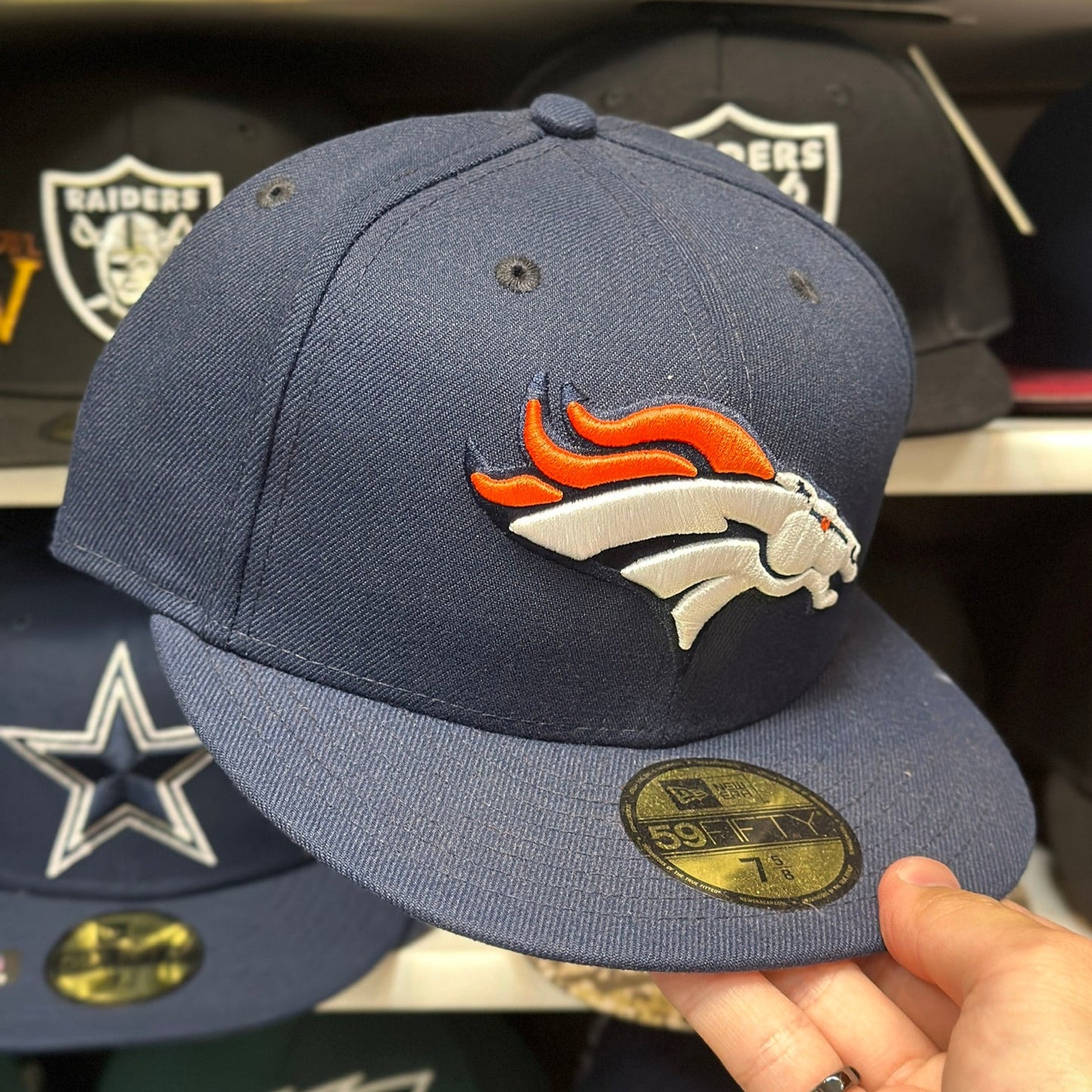 Denver Broncos NFL Fitted Hat | New Era 59FIFTY Sized Cap | Blue
