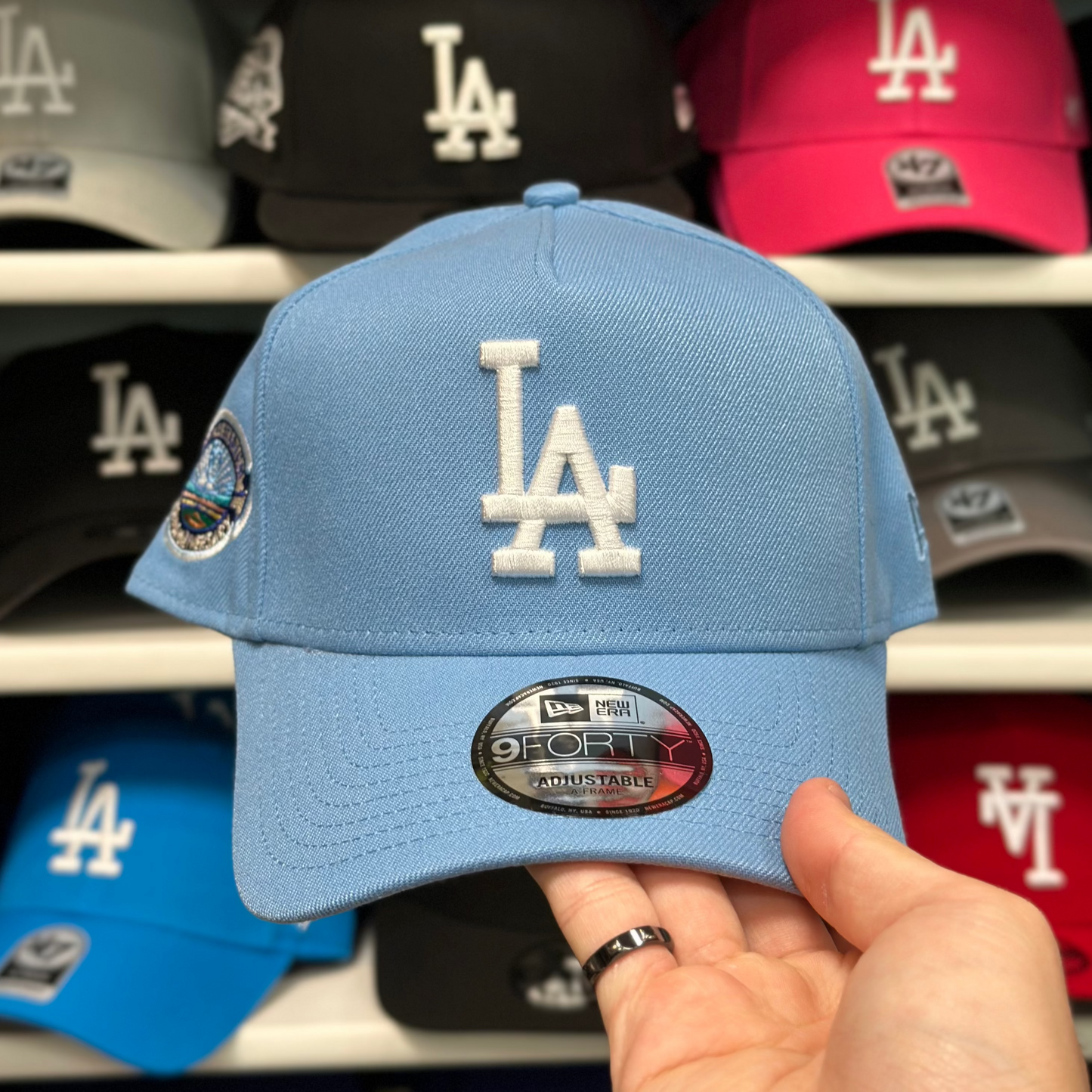 New Era LA Dodgers 50th Anniversary A-Frame 9FORTY Snapback Light Blue