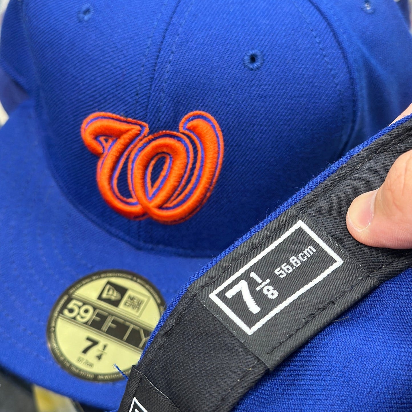 Washington Nationals MLB Vintage Fitted Hat | New Era 59FIFTY Sized Cap | Blue