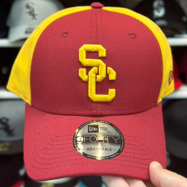 USC Trojans NCAA Ball Cap New Era 9FORTY Adjustable Velcro Strap Red/Yellow