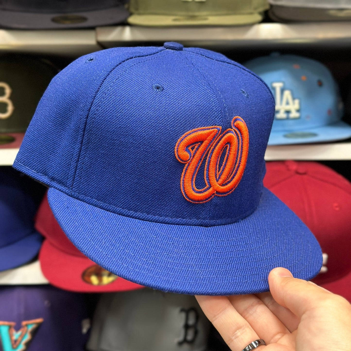Washington Nationals MLB Vintage Fitted Hat | New Era 59FIFTY Sized Cap | Blue