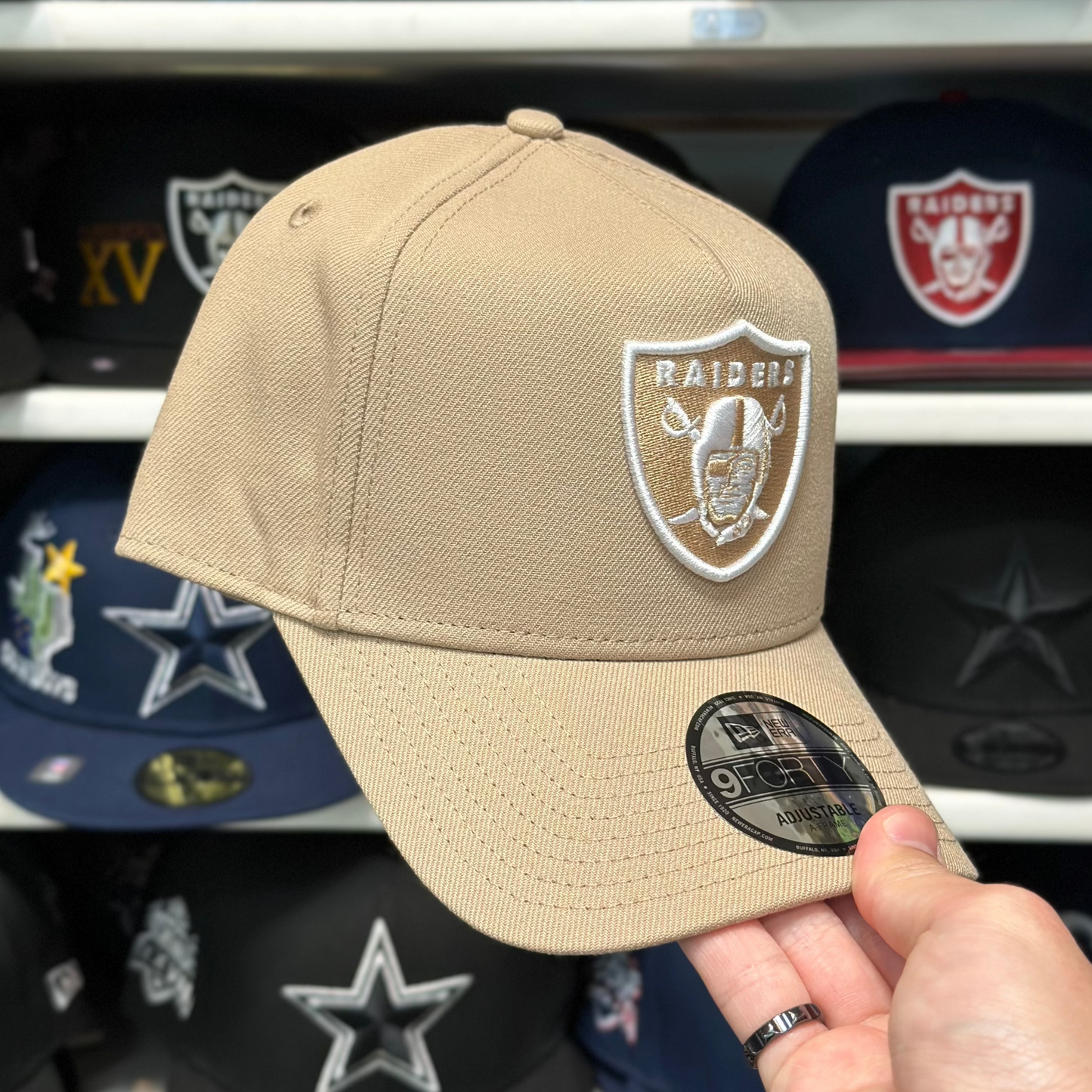 New Era Las Vegas Raiders A-Frame 9FORTY Snapback Tan