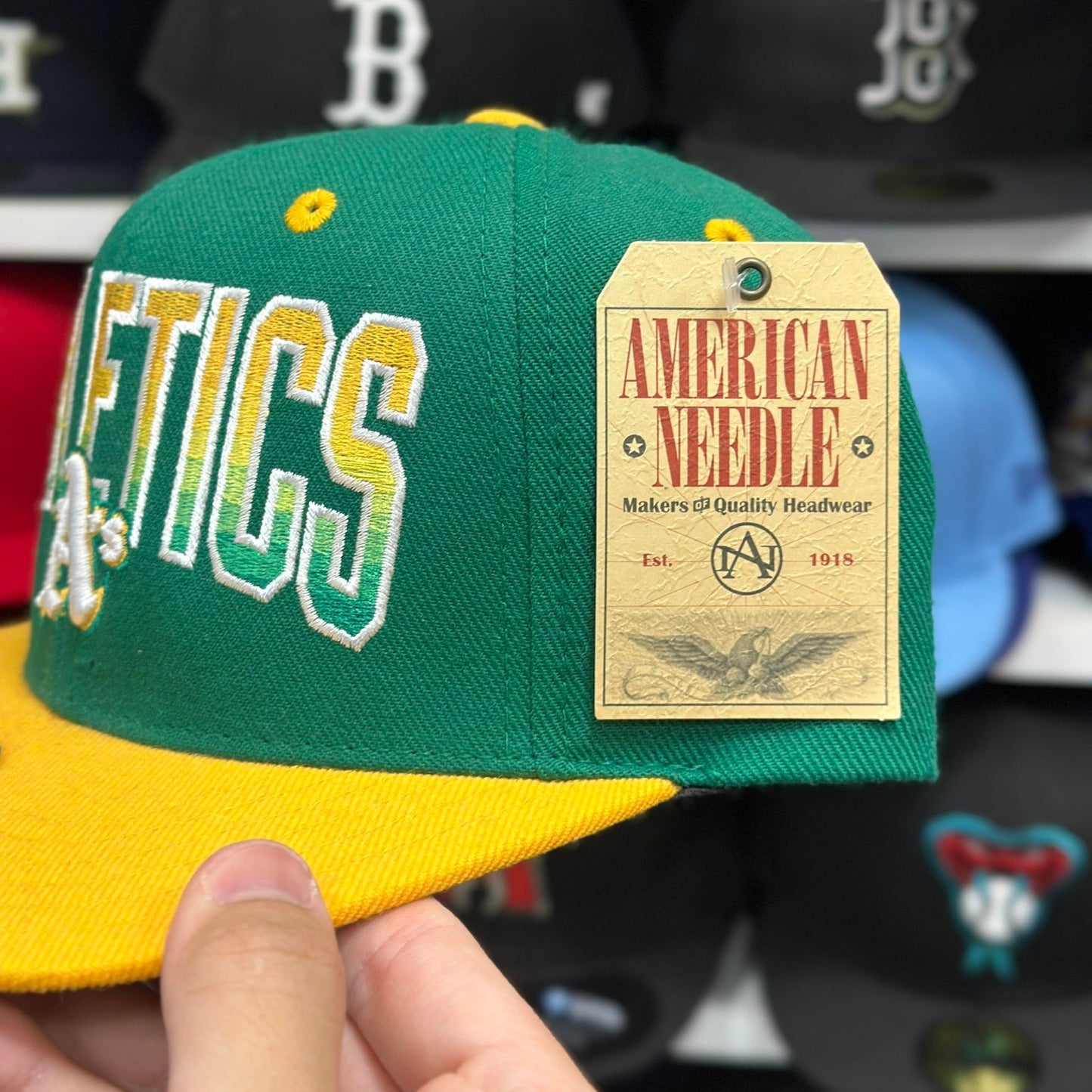 Oakland Athletics MLB Vintage Snapback | American Needle Adjustable Snap | Green/Yellow