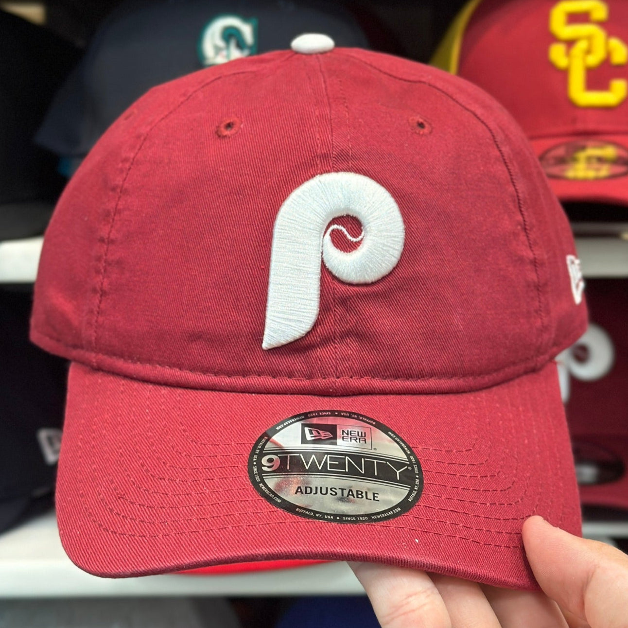 Philadelphia Phillies MLB Retro Ball Cap | New Era 9TWENTY Strap-back | Maroon