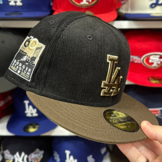 New Era Los Angeles Dodgers 'Stadium 1962-2022' Black Corduroy/Brown 59FIFTY Fitted Hat