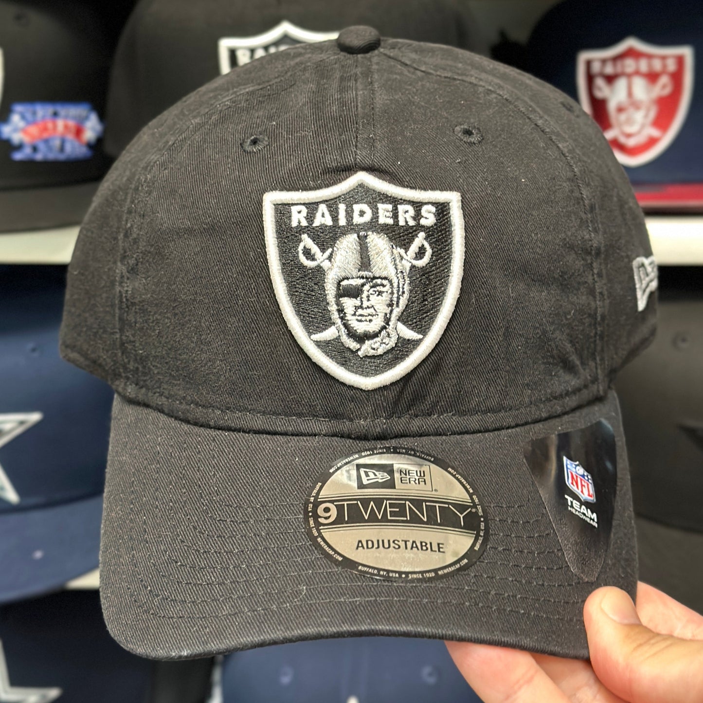 Las Vegas Raiders NFL Ball Cap | New Era 9TWENTY Adjustable Velcro Strap | Black