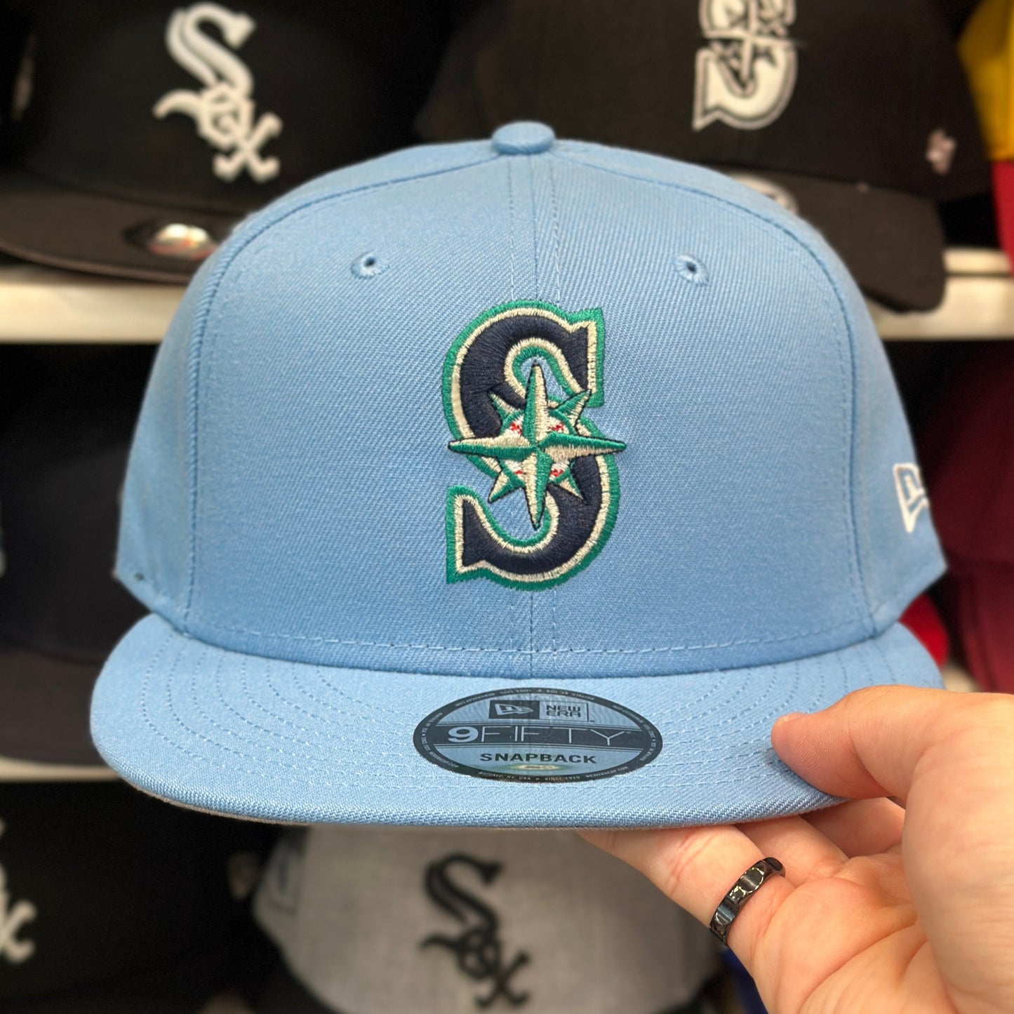 New Era 9FIFTY Seattle Mariners MLB Snapback Adjustable Cap Light Blue