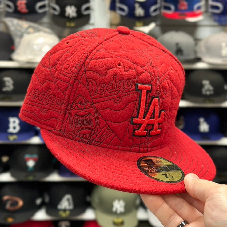 New Era 59FIFTY LA Dodgers MLB Vintage Fitted Hat Sized Cap Red
