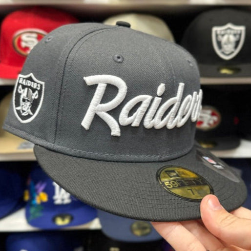 New Era Las Vegas Raiders 'Script Logo' Gray/Black 59FIFTY Fitted Hat