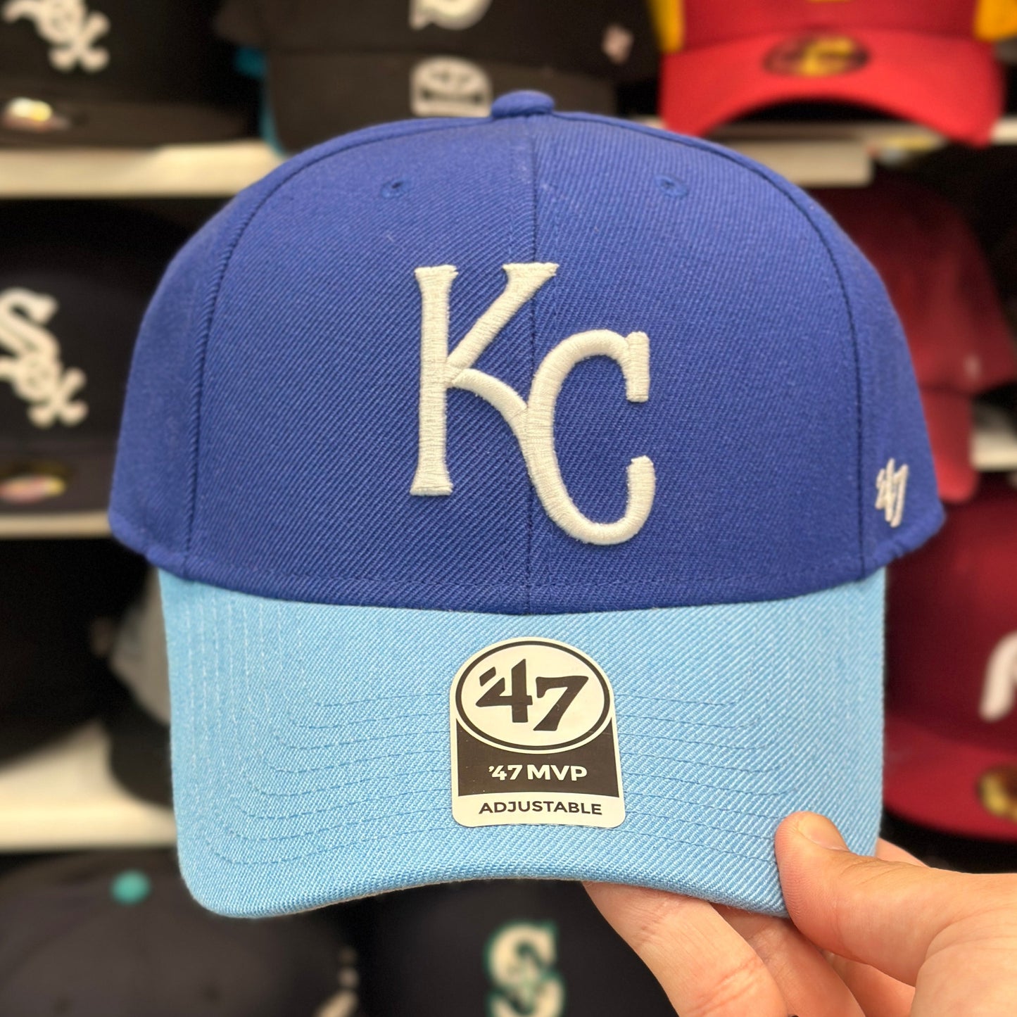 Kansas City Royals MLB Ball Cap '47 Brand MVP Adjustable Curve Cap Color Options