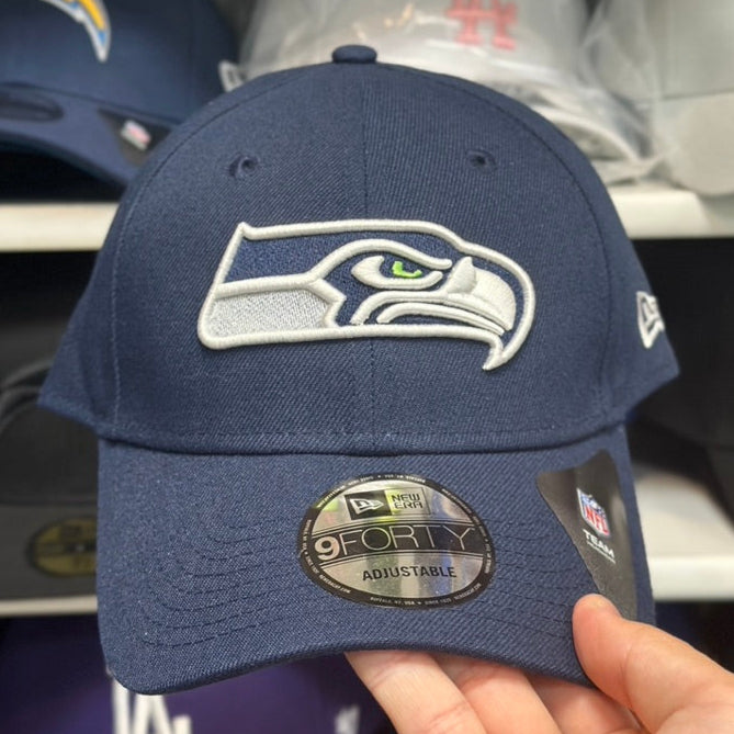 Seattle Seahawks NFL Ball Cap | New Era 9FORTY Adjustable Velcro Strap | Dark Blue