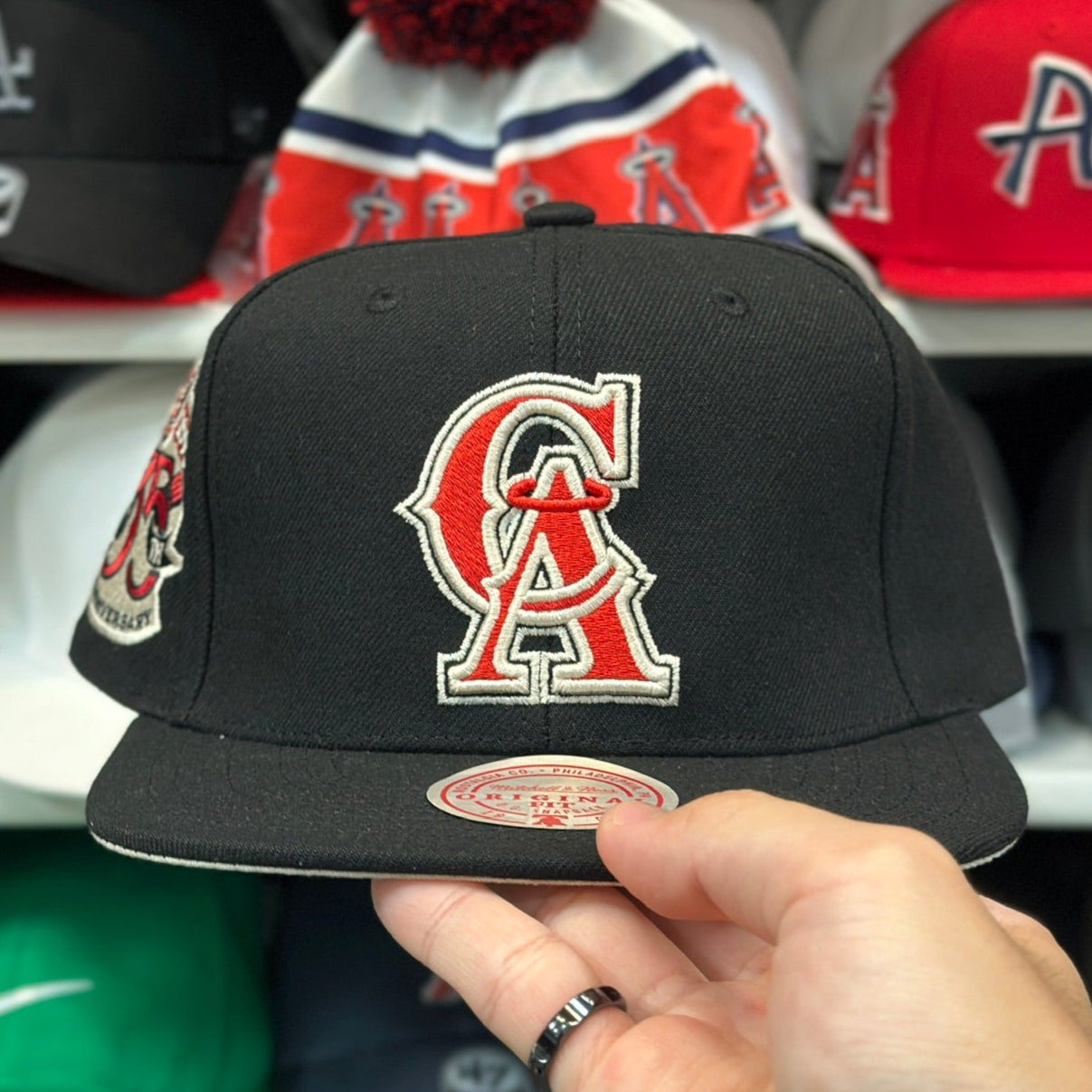 Los Angeles Angels '35th Anniversary' Black Mitchell & Ness Snapback | Creme Under Brim