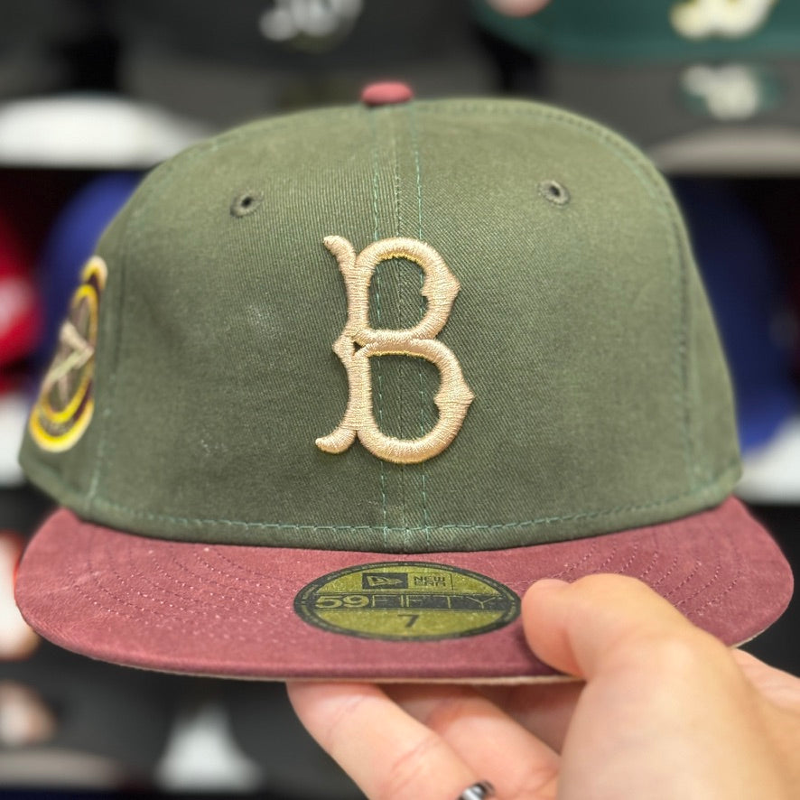 New Era Brooklyn Dodgers 'Ebbets Field' 59FIFTY Fitted Hat | Maroon/Olive