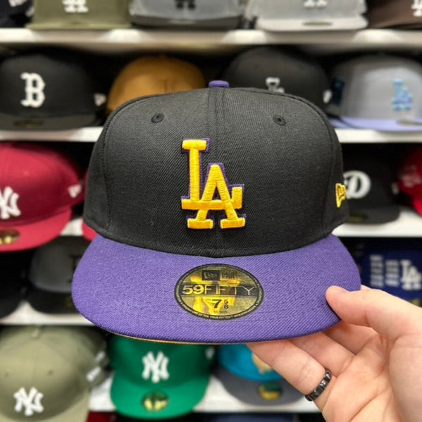 LA Dodgers MLB Lakers Edition New Era 59FIFTY Fitted Cap Black Purple