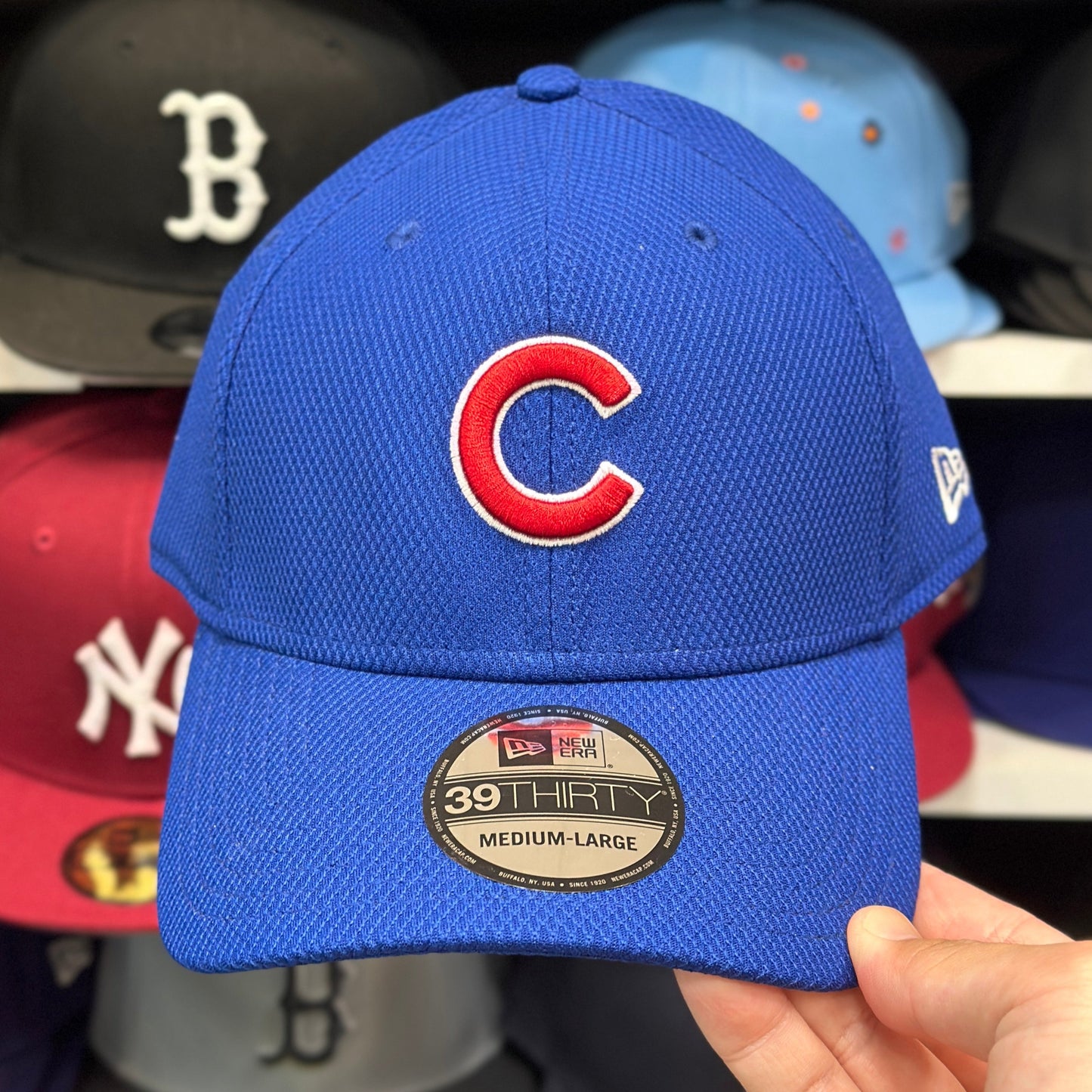 Chicago Cubs MLB Ball Cap | New Era 39THIRTY Adjustable Curve Bill | Blue