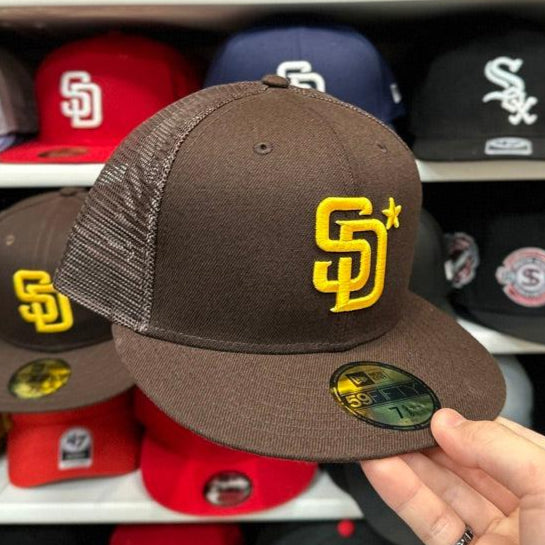 New Era 59FIFTY San Diego Padres MLB Star Patch Trucker Fitted Cap Brown