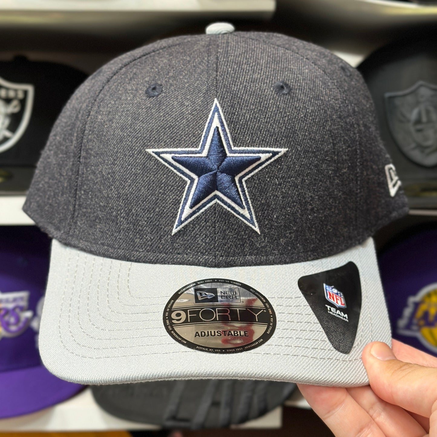 Dallas Cowboys NFL Ball Cap | New Era 9FORTY Adjustable Velcro Strap | Gray/Light Gray