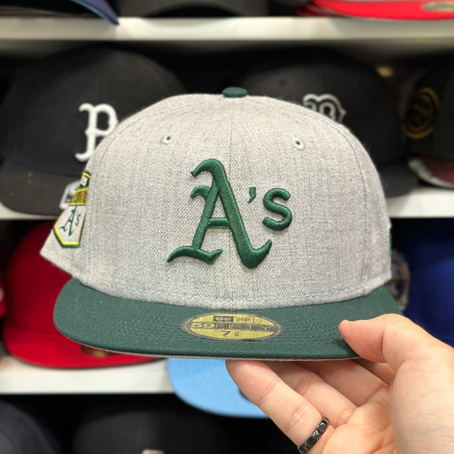 Oakland Athletics MLB A's Patch | New Era 59FIFTY Fitted Cap | Silver/Green