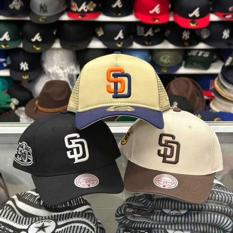 San Diego Padres MLB Snapback | Mitchell & Ness Pro Crown Adjustable Hat | Tan/Brown