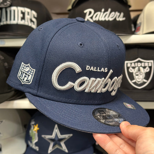 New Era Dallas Cowboys 'Script Logo' Navy/White 9FIFTY Snapback