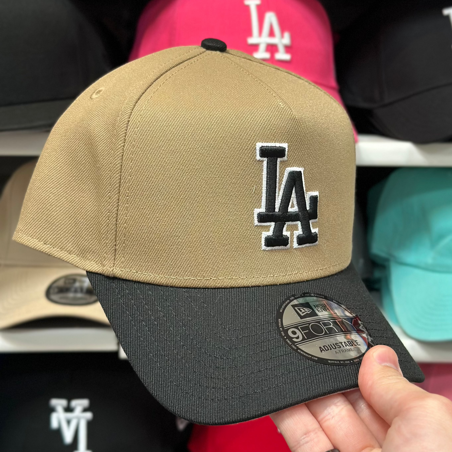 LA Dodgers A-Frame Snapback | New Era 9FORTY | Tan/Black
