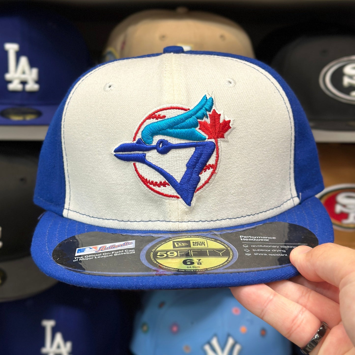 Toronto Blue Jays MLB Fitted Hat | New Era 59FIFTY Sized Cap | White/Blue