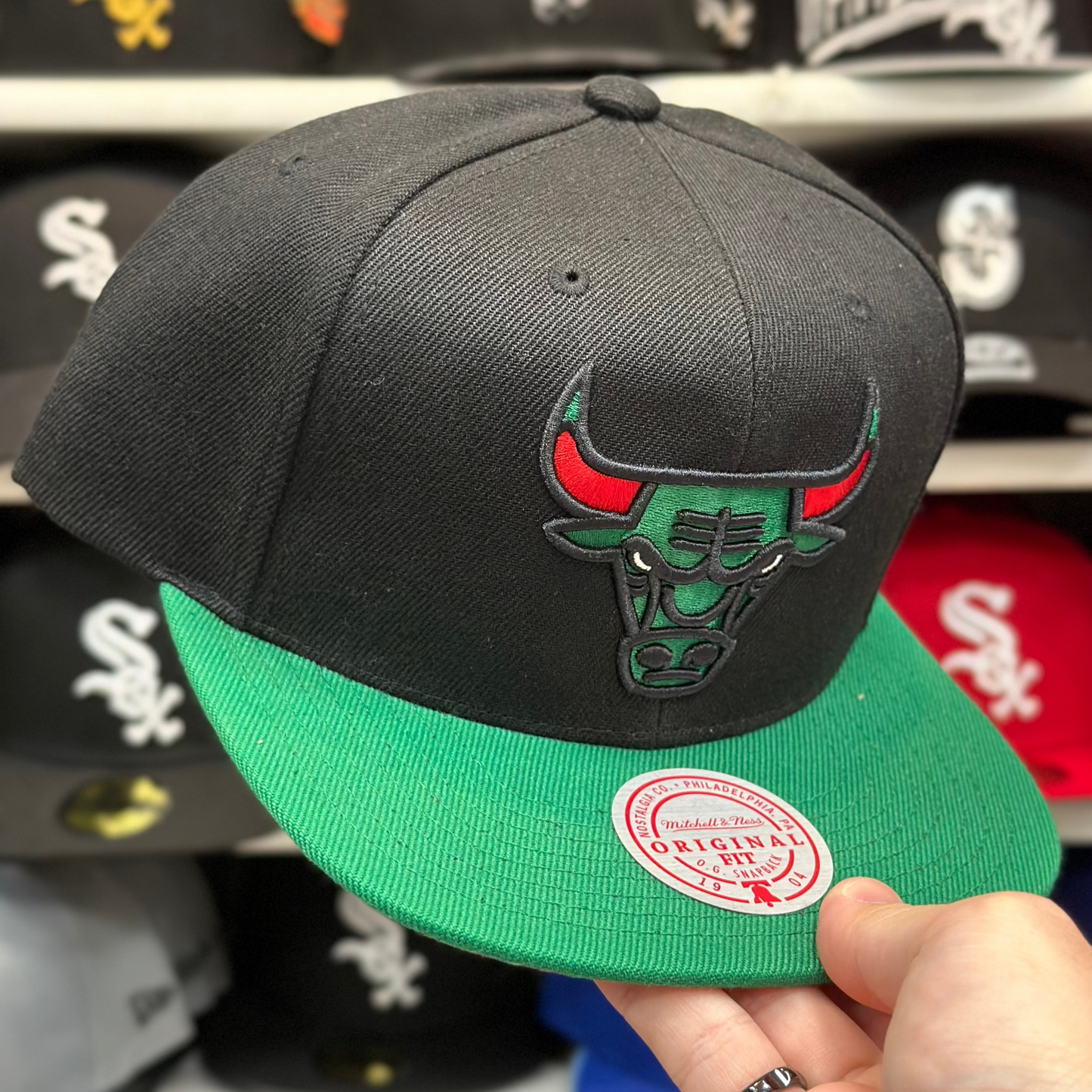 Chicago Bulls Black/Green Mitchell & Ness Snapback