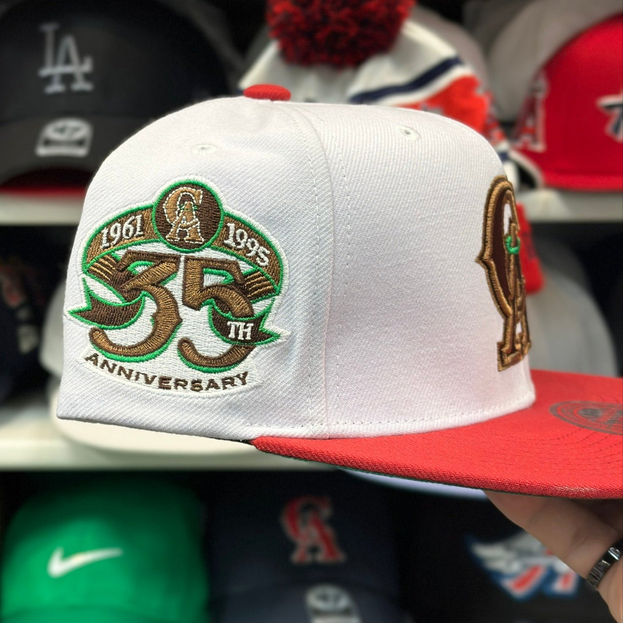 Los Angeles Angels '35th Anniversary' White/Red Patch Mitchell & Ness Snapback