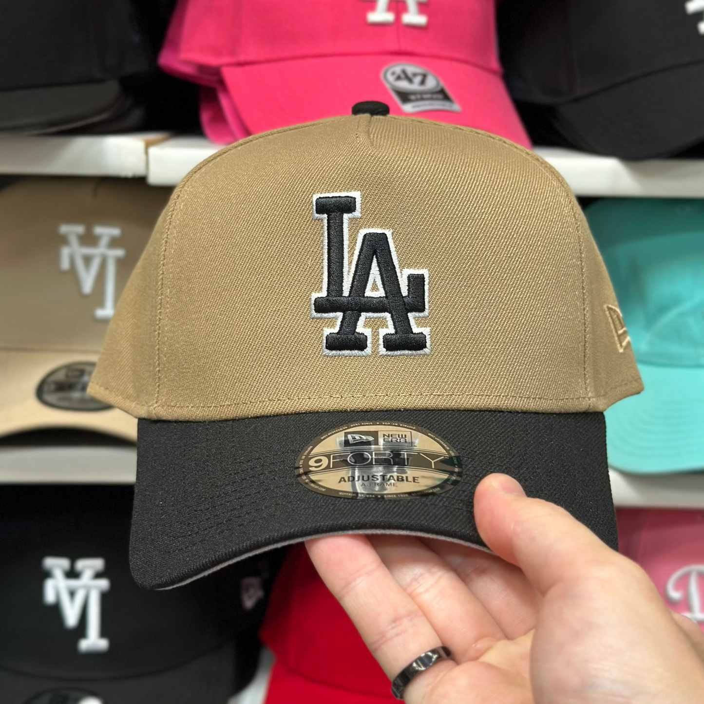 LA Dodgers A-Frame Snapback | New Era 9FORTY | Tan/Black