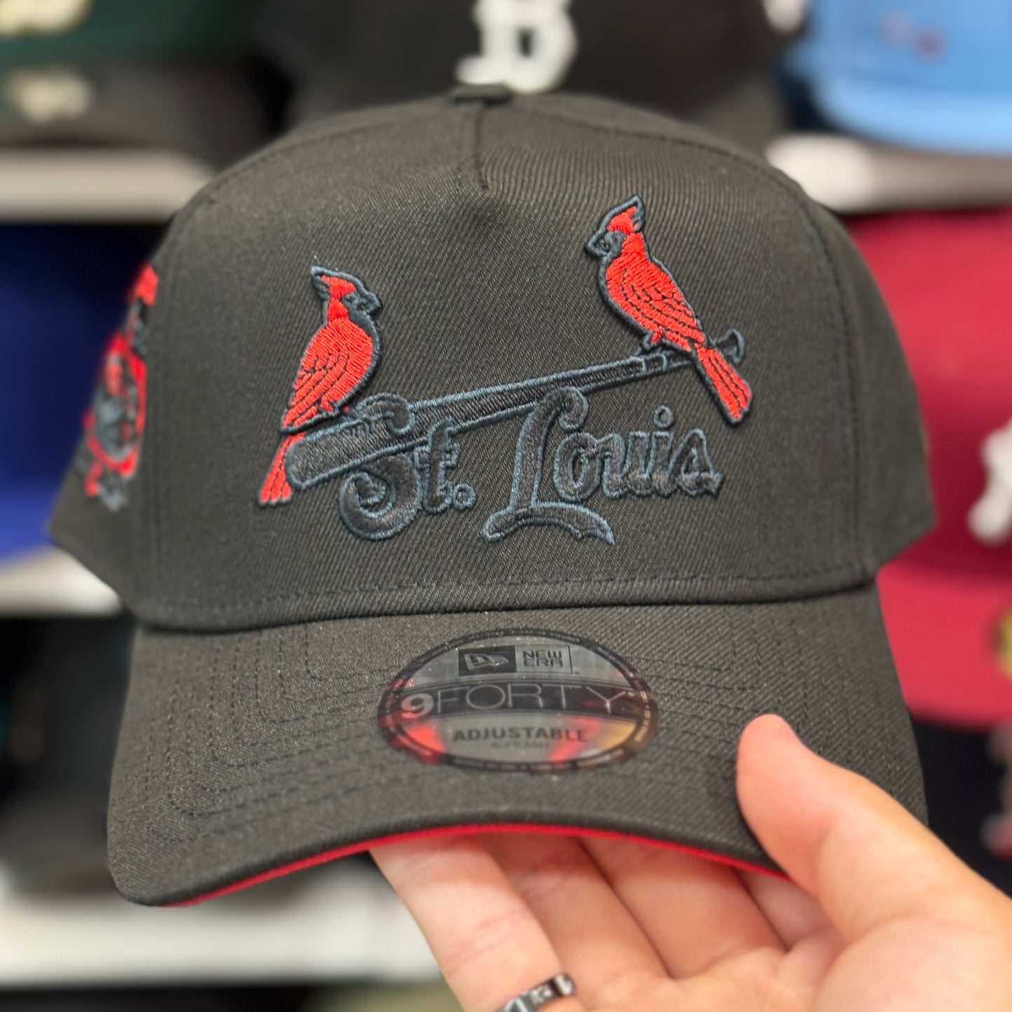 New Era St. Louis Cardinals 'Final Season' A-Frame 9FORTY Snapback Black Red Under Brim