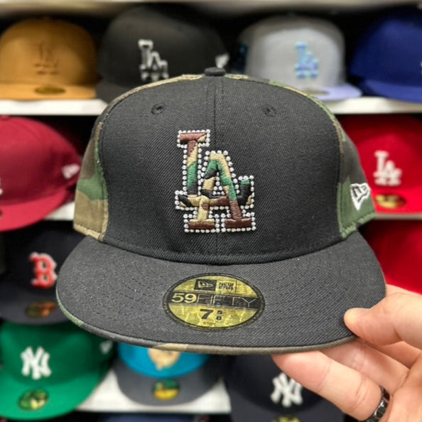 New Era Los Angeles Dodgers Vintage Encrusted Camouflage 59FIFTY Fitted Black/Olive