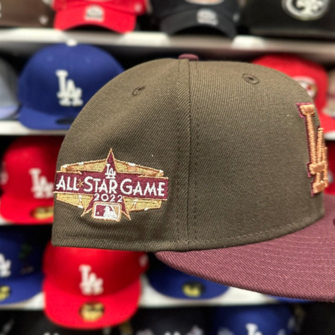 LA Dodgers MLB 2022 All Star Game Patch | New Era 59FIFTY Fitted Cap | Brown/Maroon