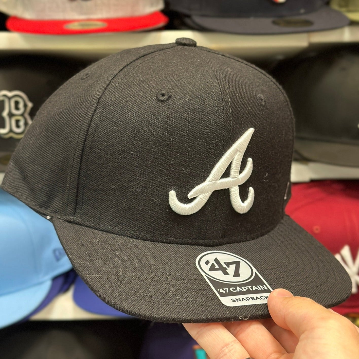 Atlanta Braves Black/White '47 Brand Snapback