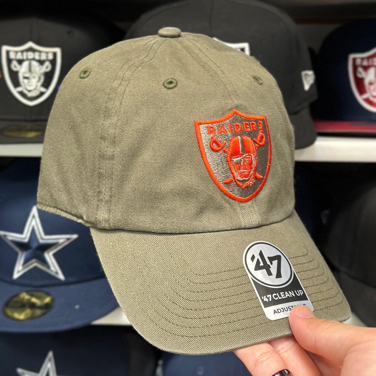 Las Vegas Raiders Dad Cap '47 Brand Olive/Orange