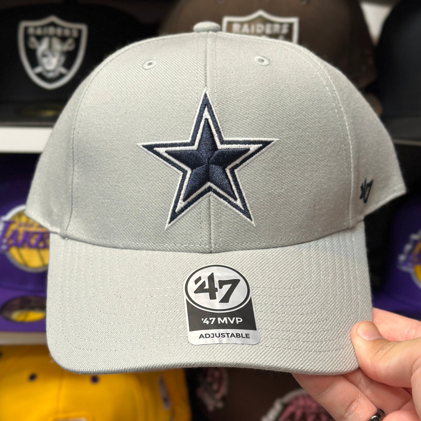 Dallas Cowboys NFL Ball Cap | '47 Brand MVP Adjustable Curve Cap | Gray