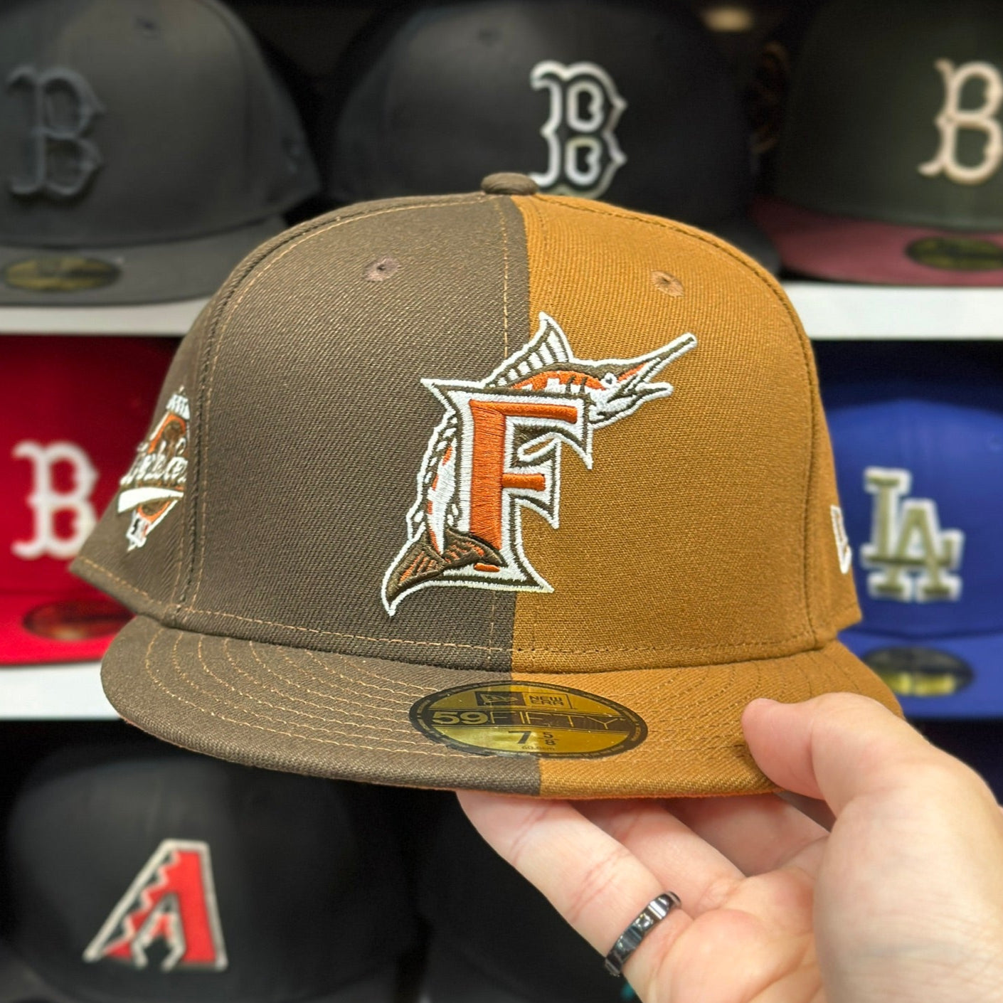 Florida Marlins MLB 'Dual Brown World Series' Patch | New Era 59FIFTY Fitted Cap