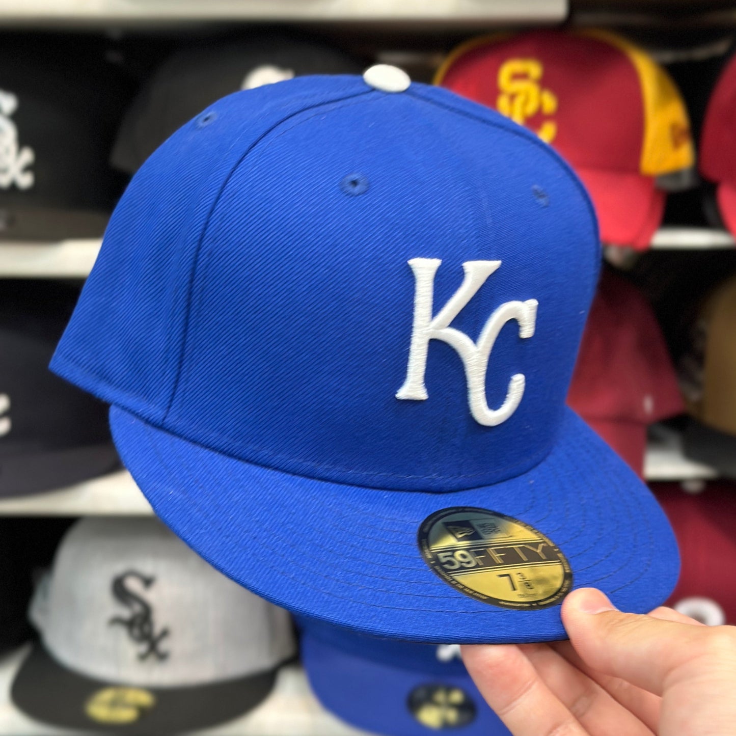 New Era 59FIFTY Kansas City Royals MLB Fitted Cap Classic Sized Hat Blue/White