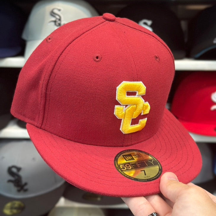 USC Trojans NCAA Fitted Cap | New Era 59FIFTY Sized Hat | Red