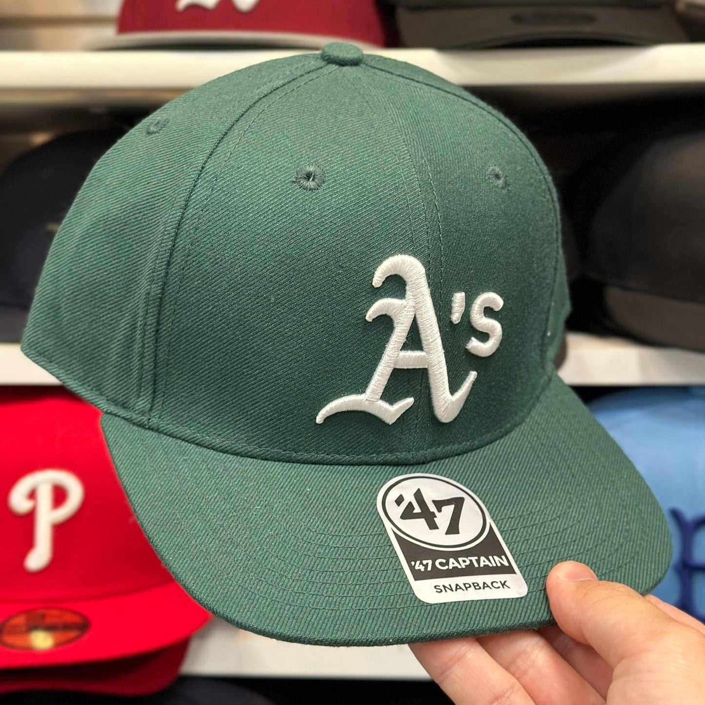 Oakland Athletics MLB Snapback | Classic '47 Brand Captain Adjustable Snap | Dark Green