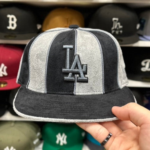 LA Dodgers MLB Vintage New Suede Two Tone New Era Fitted Cap Black & Gray