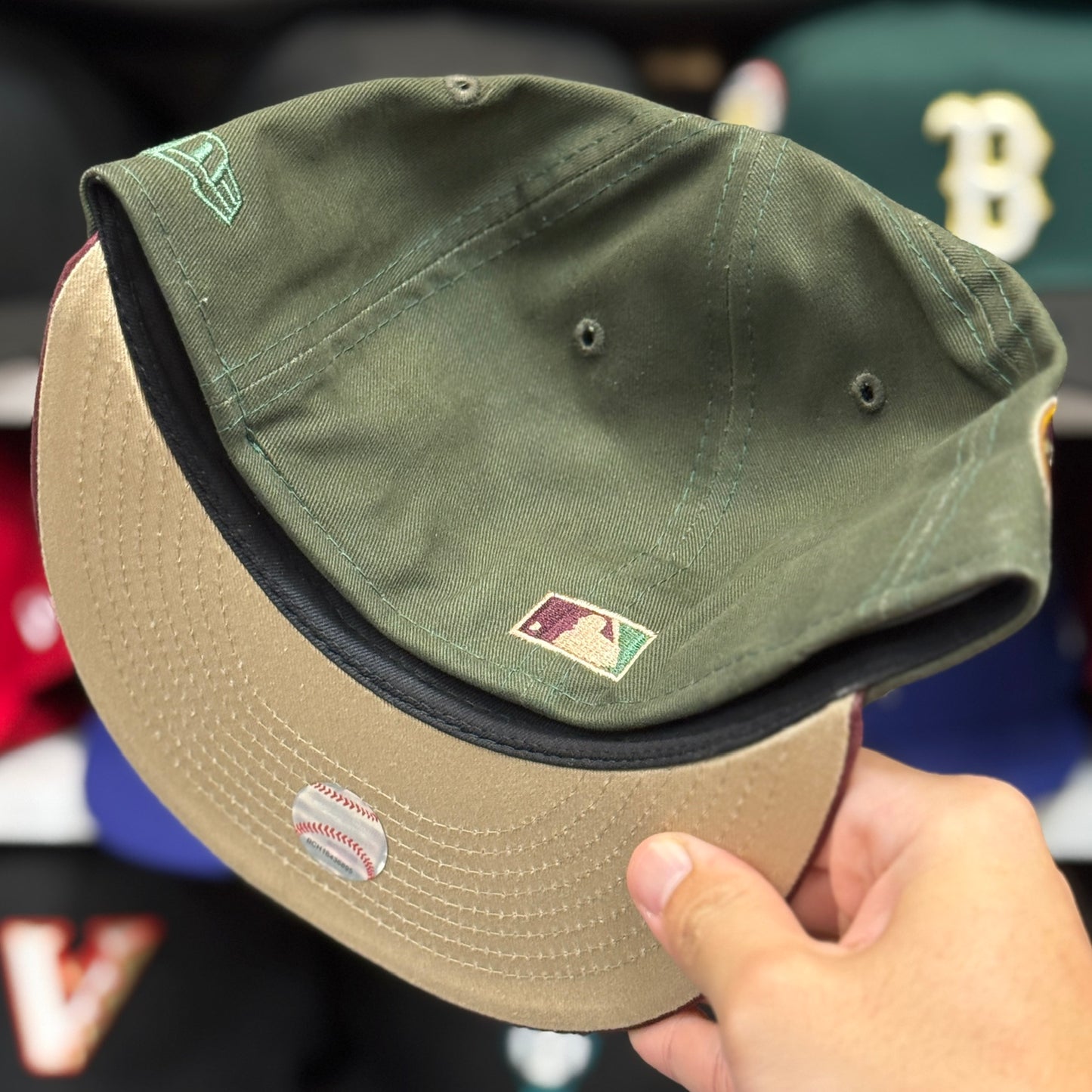 New Era Brooklyn Dodgers 'Ebbets Field' 59FIFTY Fitted Hat | Maroon/Olive