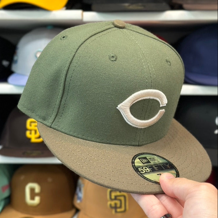 Cincinnati Reds MLB Fitted Cap | New Era 59FIFTY Sized Cap | Olive