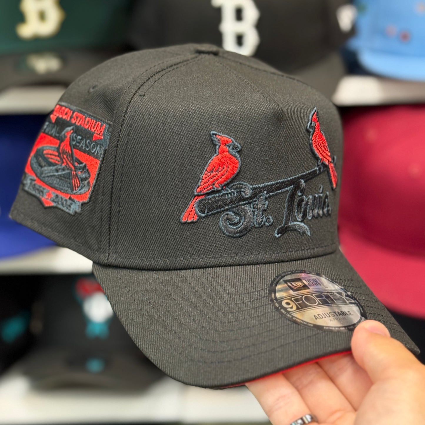 New Era St. Louis Cardinals 'Final Season' A-Frame 9FORTY Snapback Black Red Under Brim