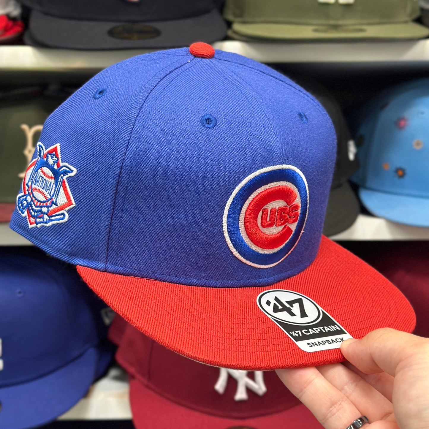 Chicago Cubs MLB National Patch | '47 Brand Captain Snapback | Blue/Red
