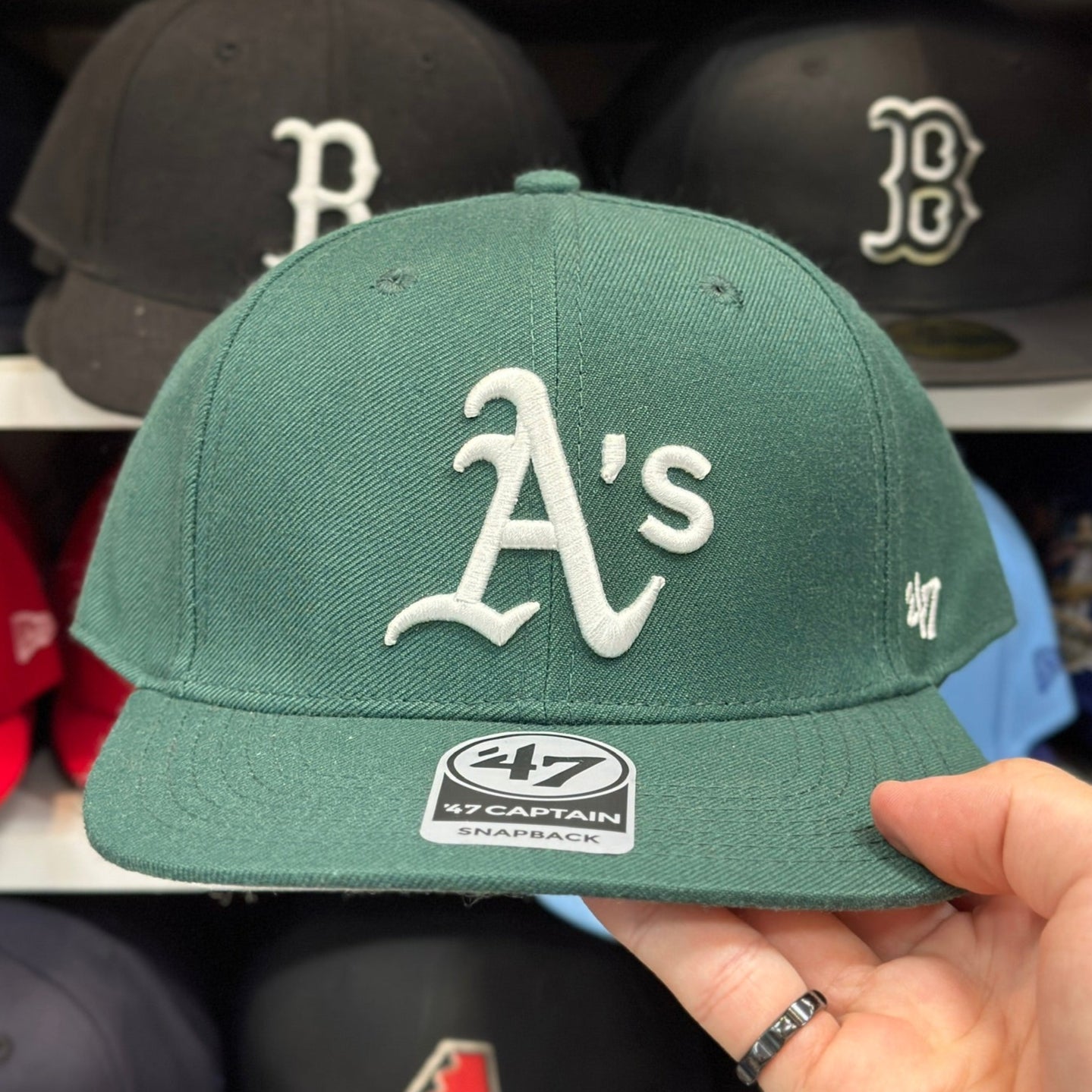 Oakland Athletics MLB Snapback | Classic '47 Brand Captain Adjustable Snap | Dark Green