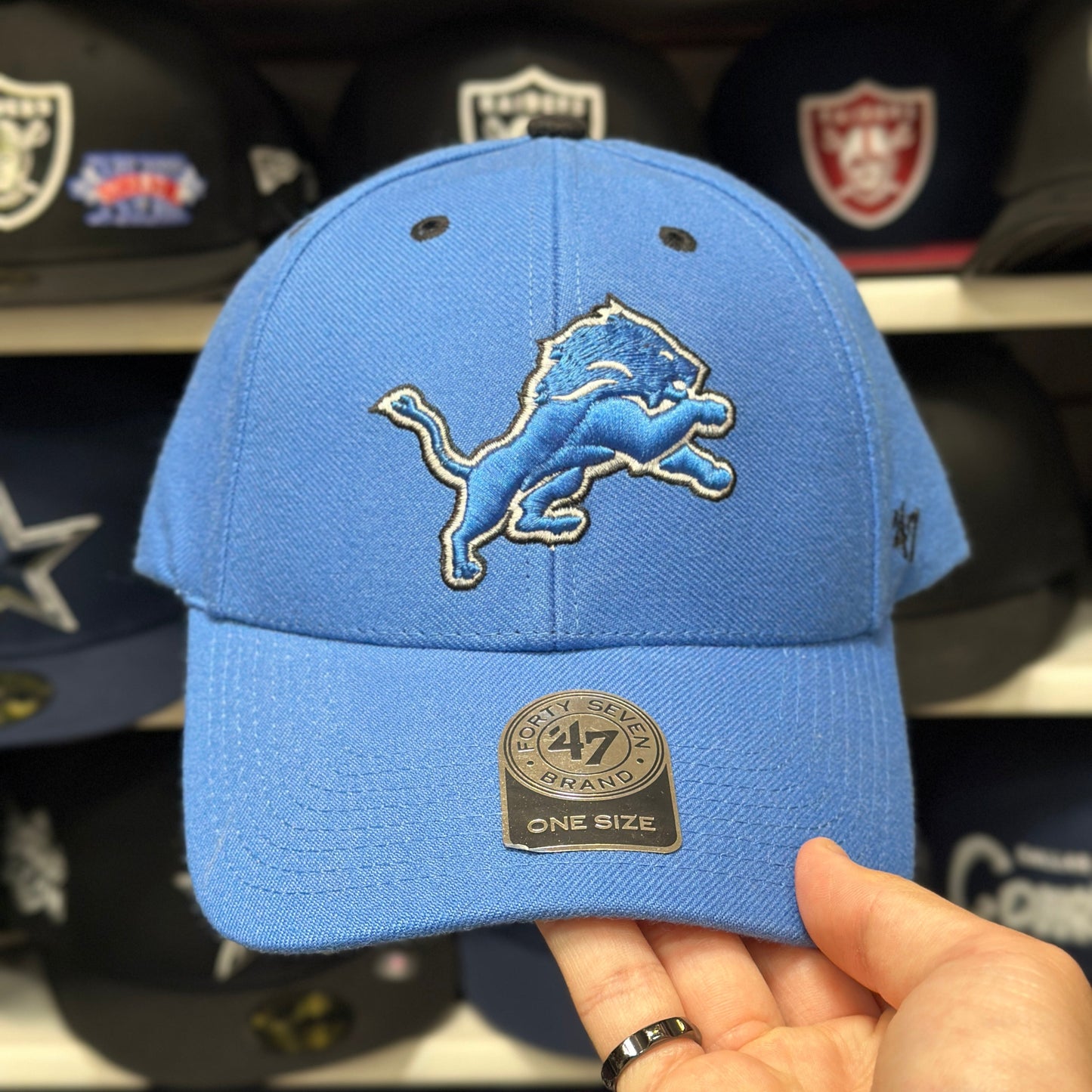 Detroit Lions NFL Ball Cap | '47 Brand MVP Adjustable Curve Cap | Blue