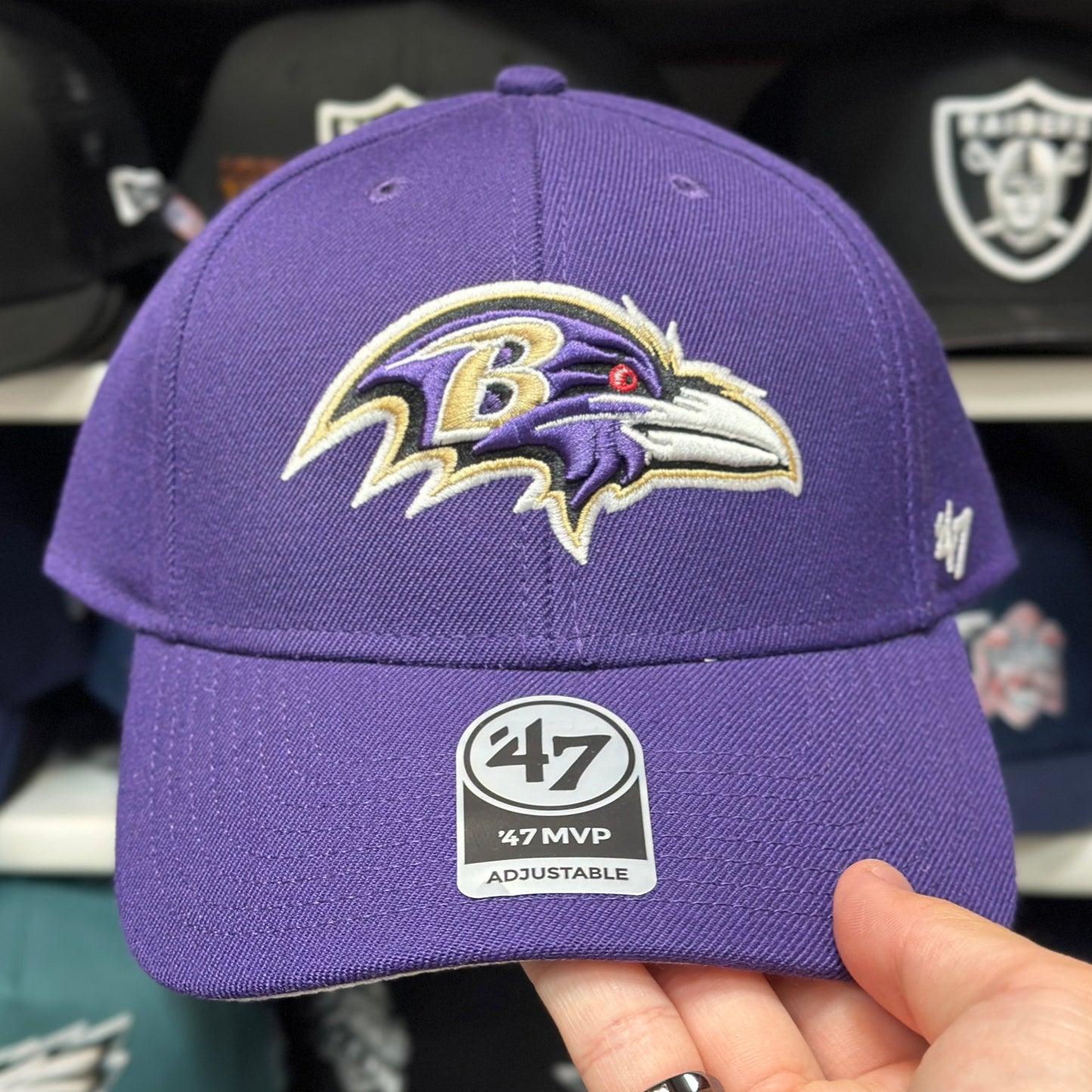 Baltimore Raven NFL Ball Cap | '47 Brand MVP Adjustable Curve Cap | Purple